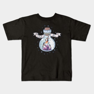 Lesbian Fire Occult Bottle LGBT Pride Flag Kids T-Shirt